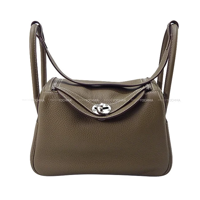 HERMES Shoulder bag Lindy 26 Etoupe Taurillon Clemence Silver HW Stamp B[BRAND NEW][Authentic]