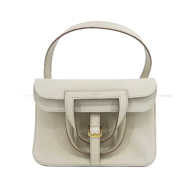 HERMES Shoulder bag Halzan 25 Beton Taurillon Clemence Gold HW Stamp U[BRAND NEW][Authentic]