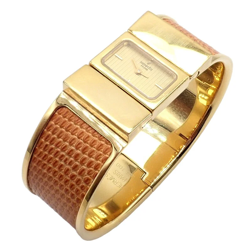 Hermes Loquet Gold Hardware Snake Embossed Ladies Watch